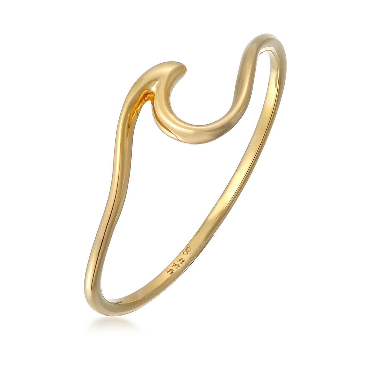 Gold - Elli PREMIUM | Ring Welle | 585er Gelbgold