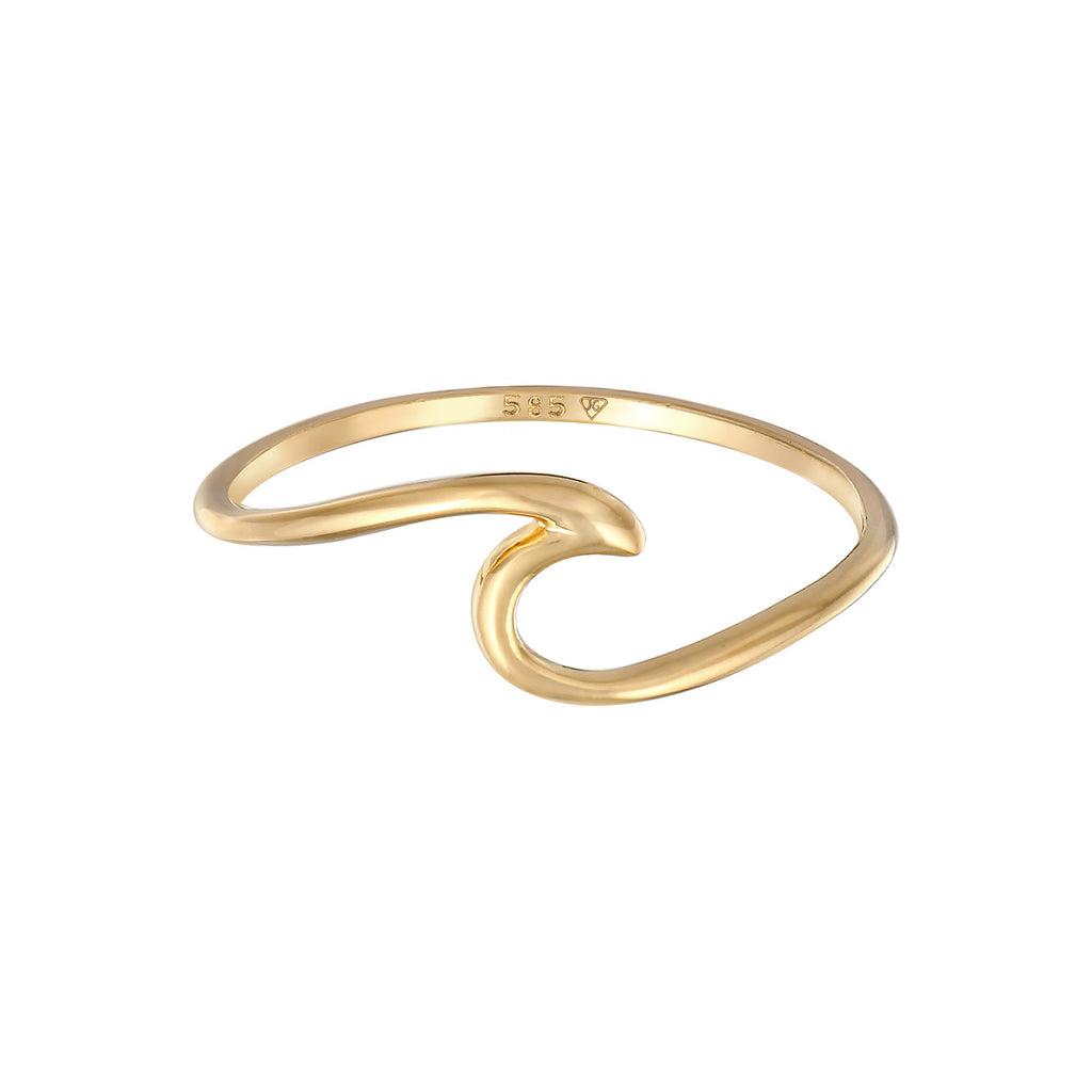 Gold - Elli PREMIUM | Ring Welle | 585er Gelbgold
