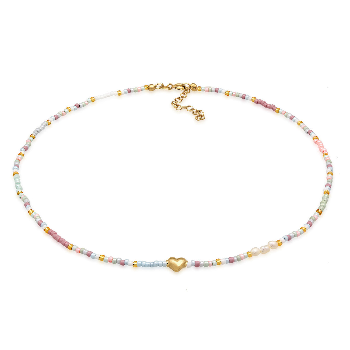 Gold - Elli | Choker Beads Herz | 925er Sterling Silber