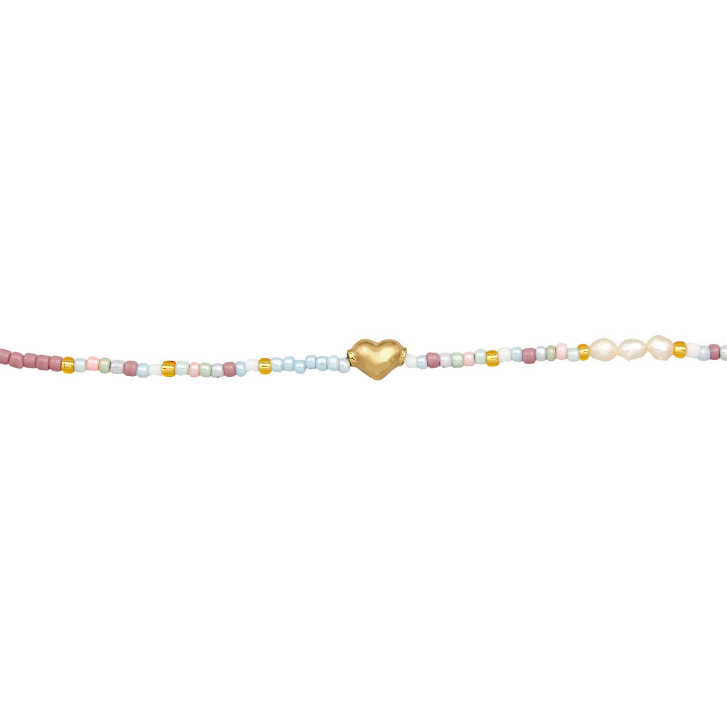 Gold - Elli | Choker Beads Herz | 925er Sterling Silber