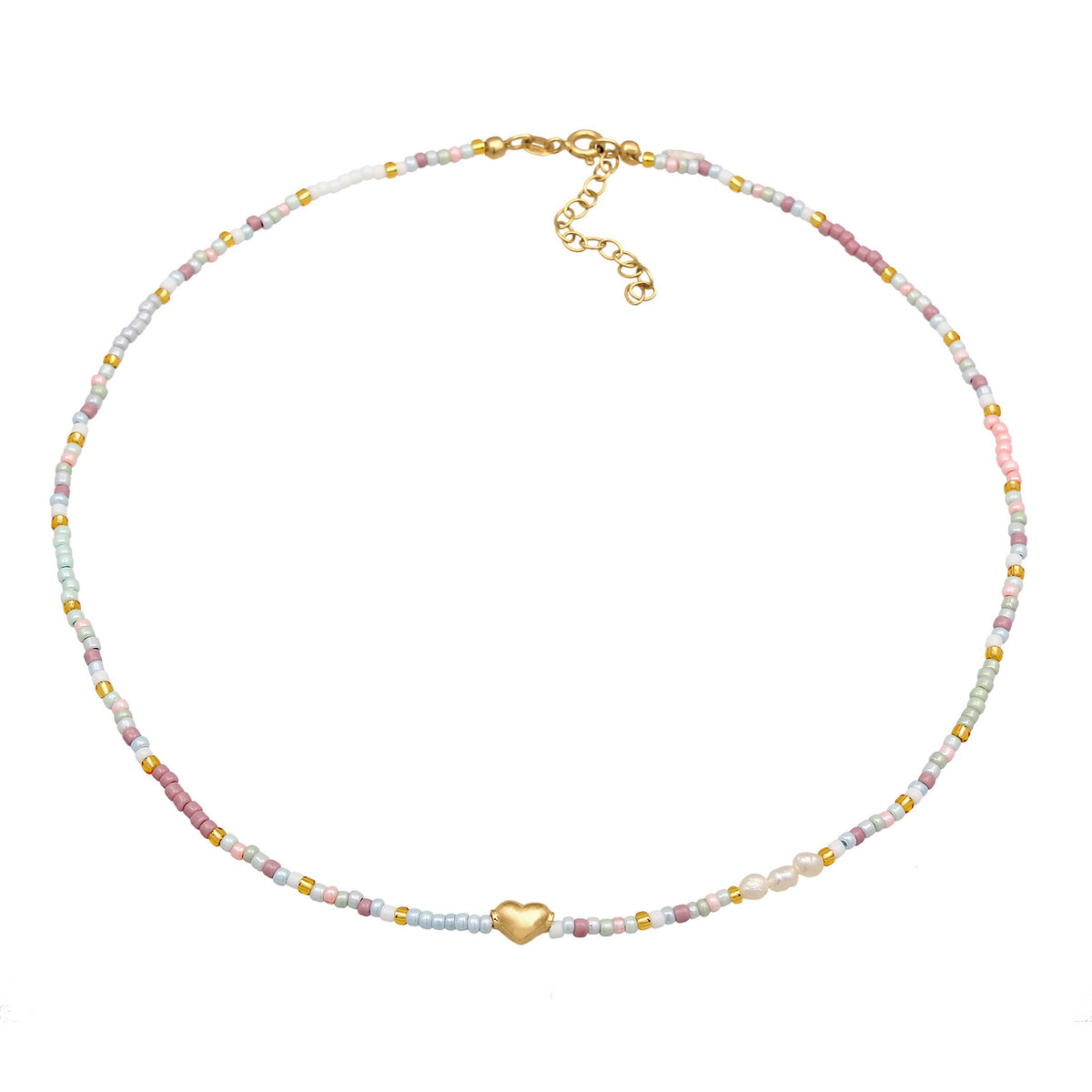 Gold - Elli | Choker Beads Herz | 925er Sterling Silber
