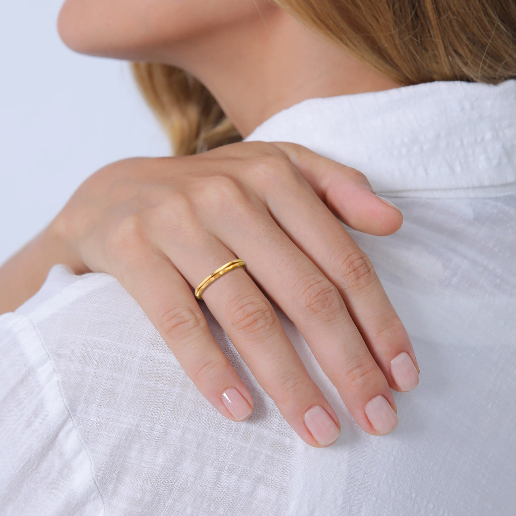 Gold - Elli PREMIUM | Stapelring Duo | 375er Gelbgold