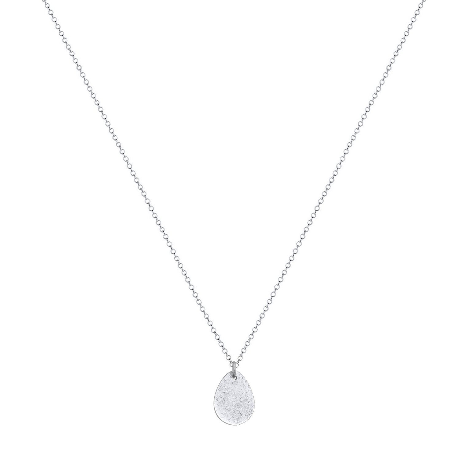 Silber - Elli | Halskette Plättchen Tropfen | 925er Sterling Silber