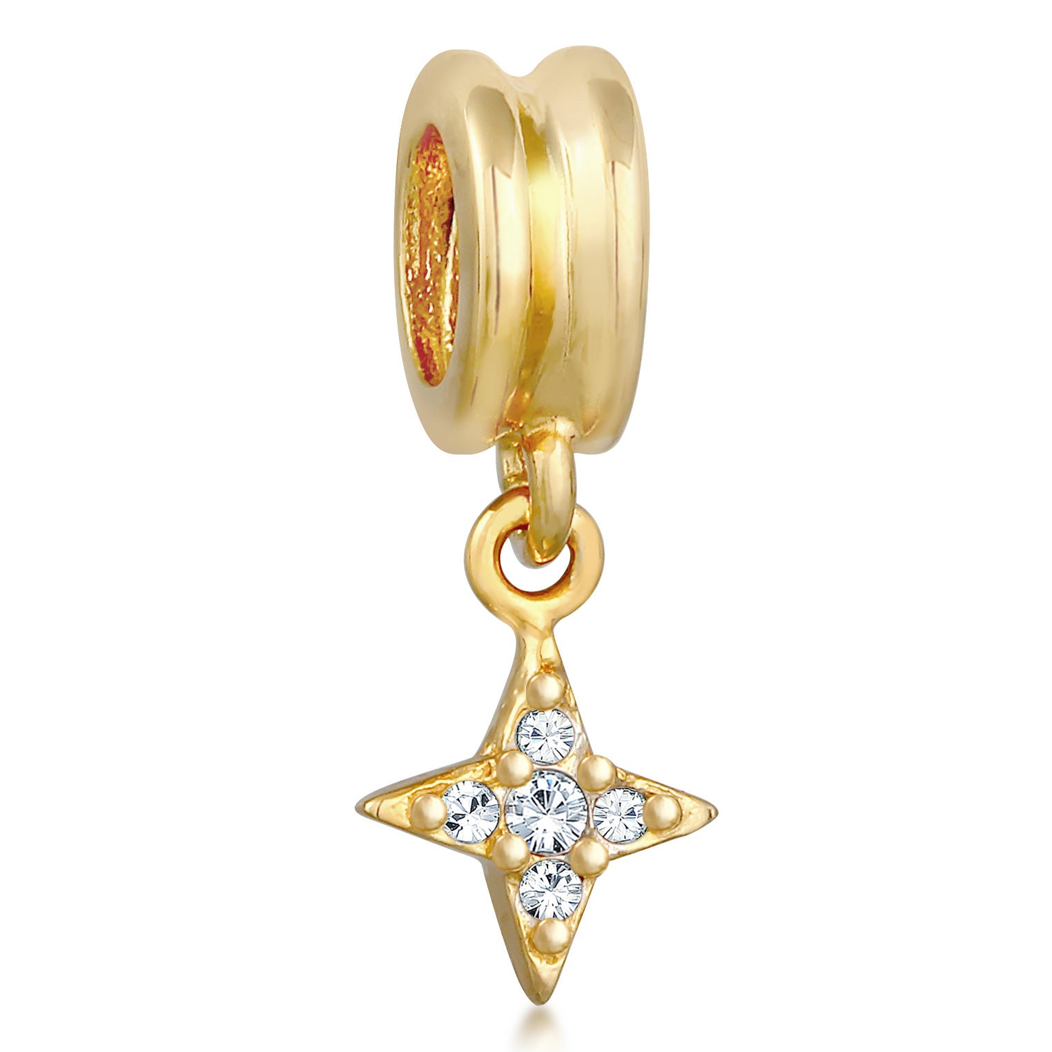 Gold - Nenalina | Anhänger Stern | Mit Kristallen von Swarovski® (Weiß) | 925er Sterling Silber Vergoldet