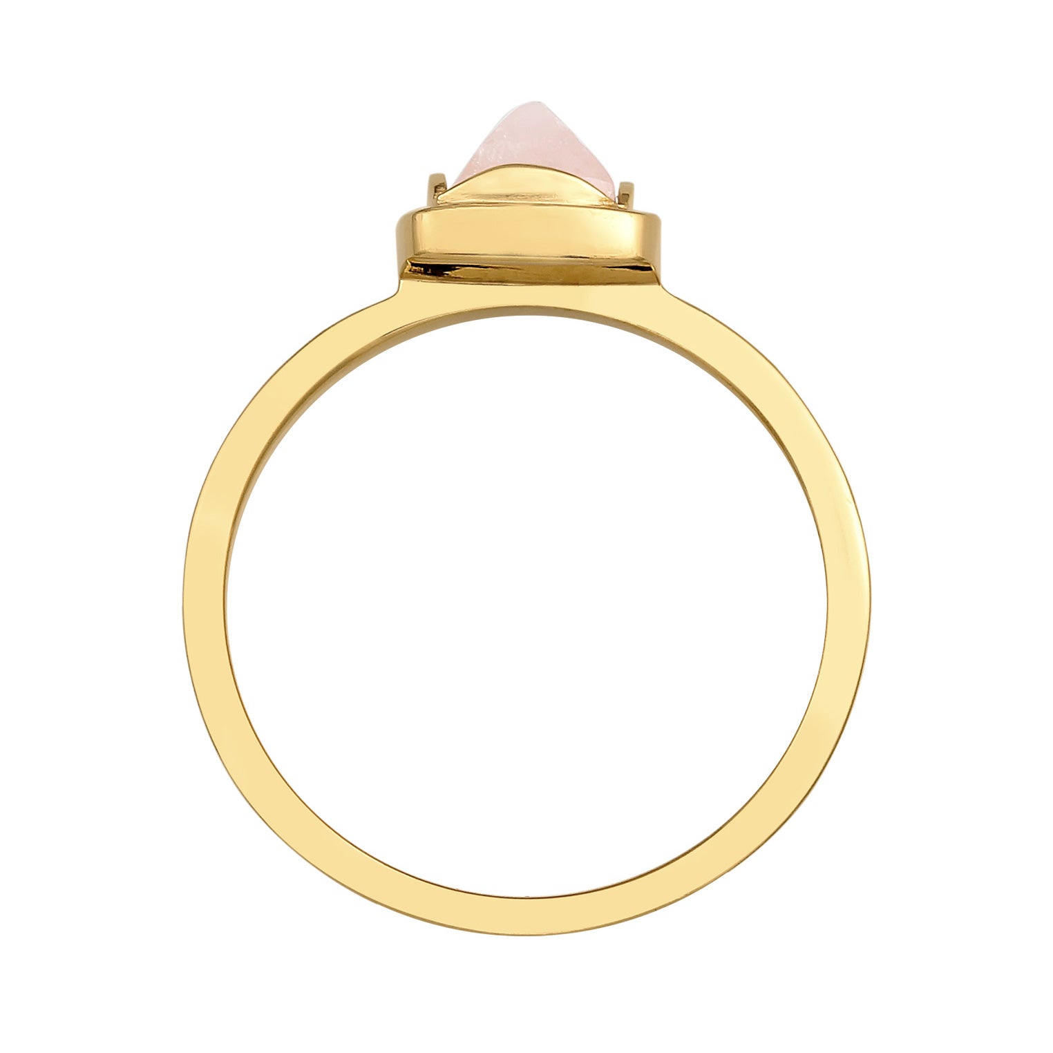 Gold - Elli PREMIUM | Solitär Rosa Quarz Pyramid 925 Silber vergoldet