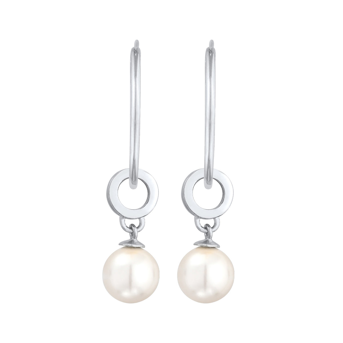 Silber - Nenalina | Creolen Rund | Synthetische Perlen | 925er Sterling Silber