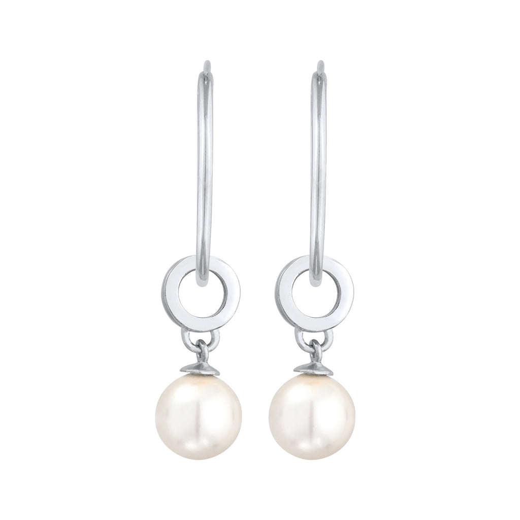 Silber - Nenalina | Creolen Rund | Synthetische Perlen | 925er Sterling Silber