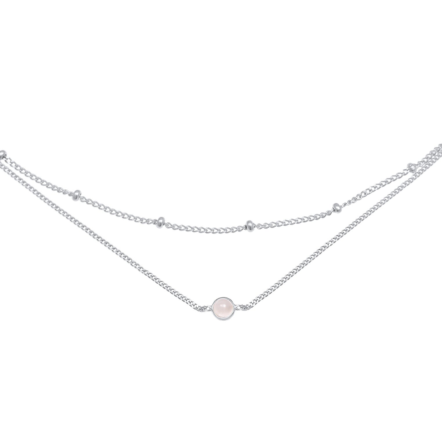 Silber - Elli | Choker | Quarz (Rosa) | 925 Sterling Silber