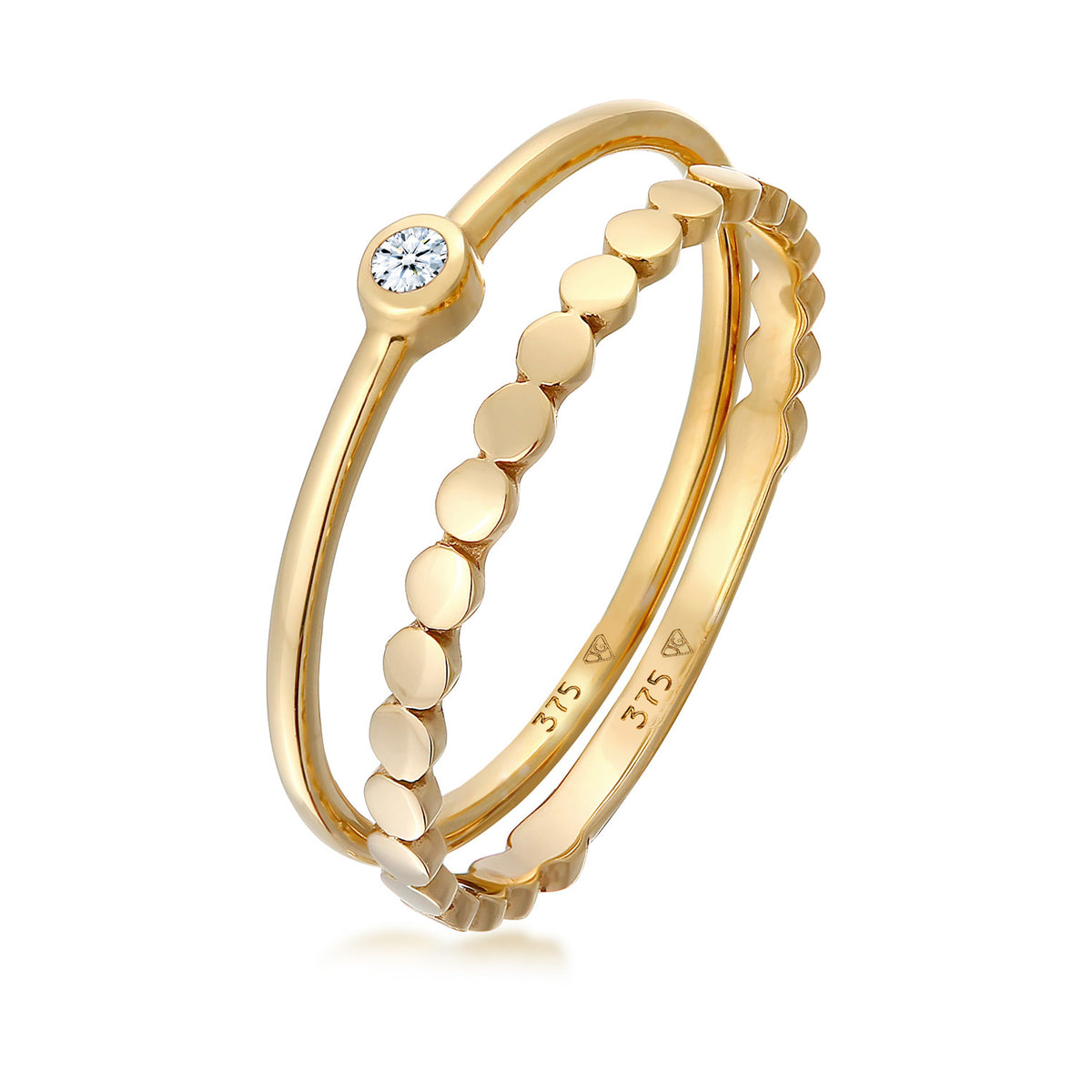 Gold - Elli DIAMONDS | Ring-Set Solitär | Diamant (0,3 ct.) | 375er Gelbgold