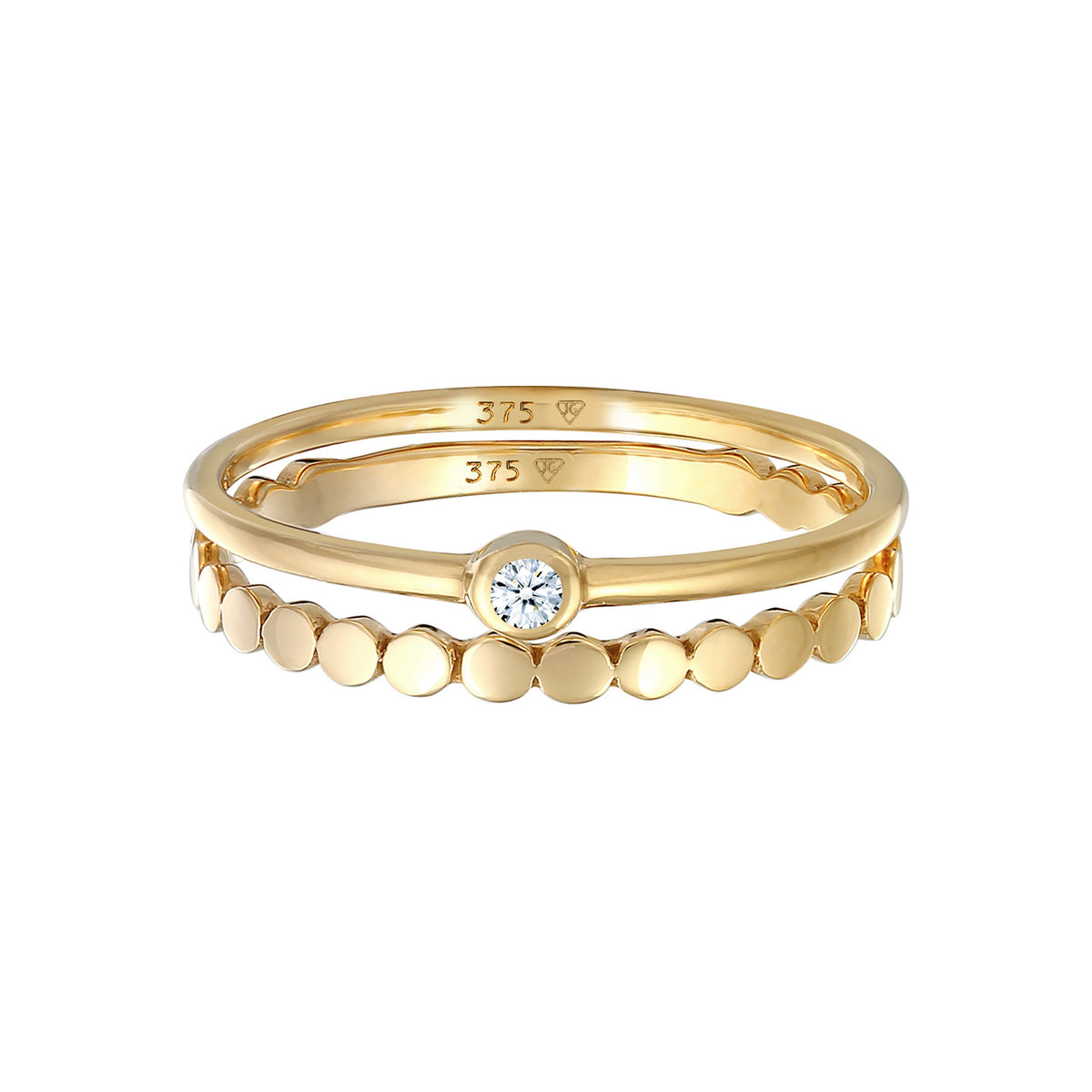 Gold - Elli DIAMONDS | Ring-Set Solitär | Diamant (0,3 ct.) | 375er Gelbgold