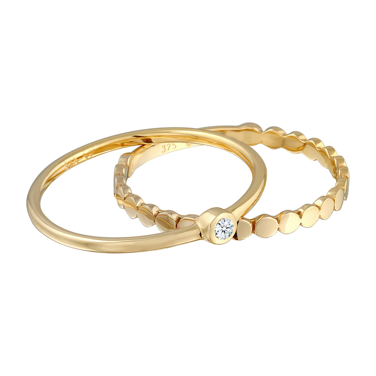 Gold - Elli DIAMONDS | Ring-Set Solitär | Diamant (0,3 ct.) | 375er Gelbgold