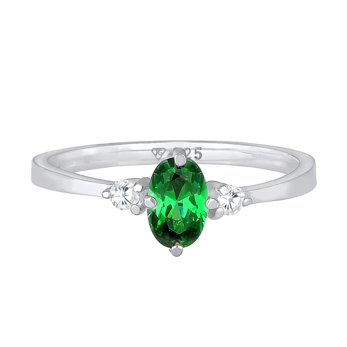 Silber - Elli | Verlobungsring | Zirkonia (Grün) | 925 Sterling Silber
