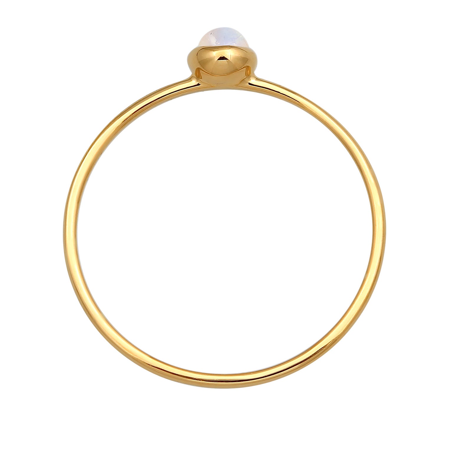 Gold - Elli PREMIUM | Solitär-Ring Fein | Mondstein (Weiß) | 375er Gelbgold