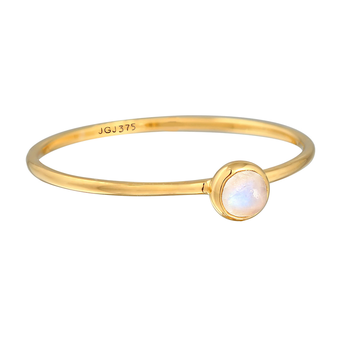 Gold - Elli PREMIUM | Solitär-Ring Fein | Mondstein (Weiß) | 375er Gelbgold
