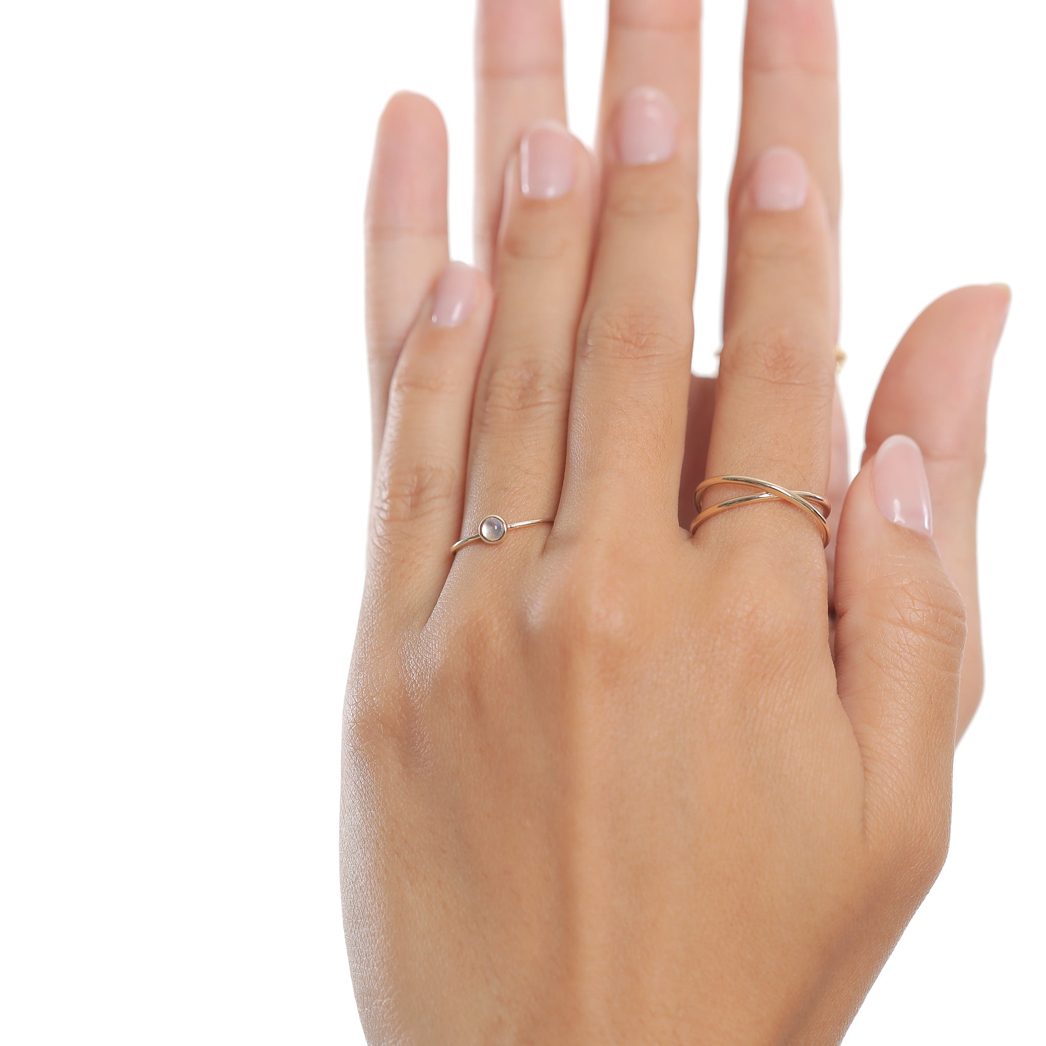 Gold - Elli PREMIUM | Solitär-Ring Fein | Mondstein (Weiß) | 375er Gelbgold