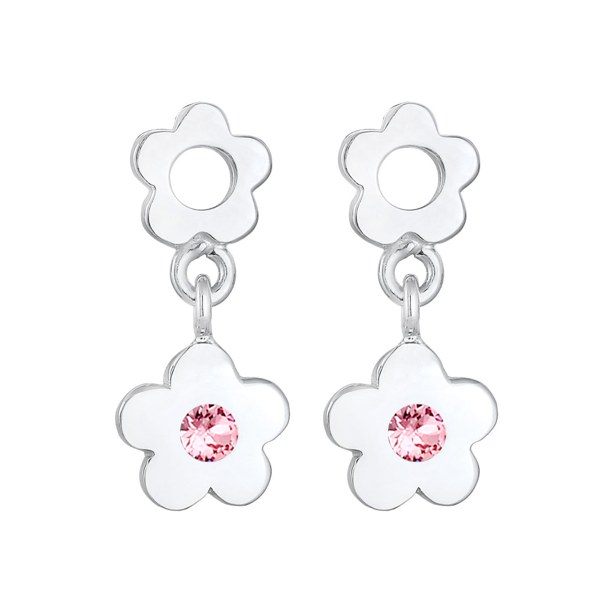 Silber - Elli | Ohrhänger Blume | Mit Kristallen von Swarovski® (Rosa) | 925er Sterling Silber