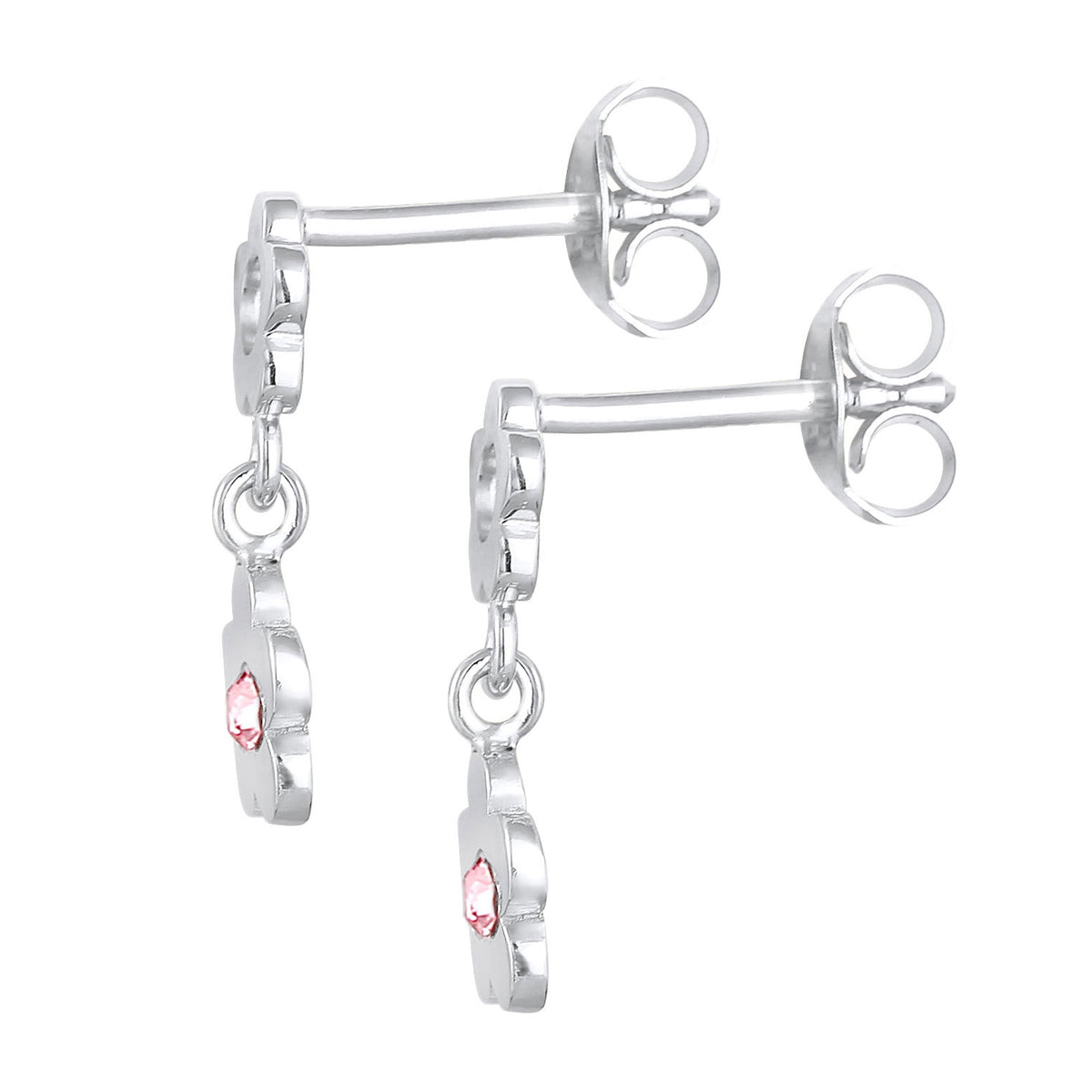 Silber - Elli | Ohrhänger Blume | Mit Kristallen von Swarovski® (Rosa) | 925er Sterling Silber