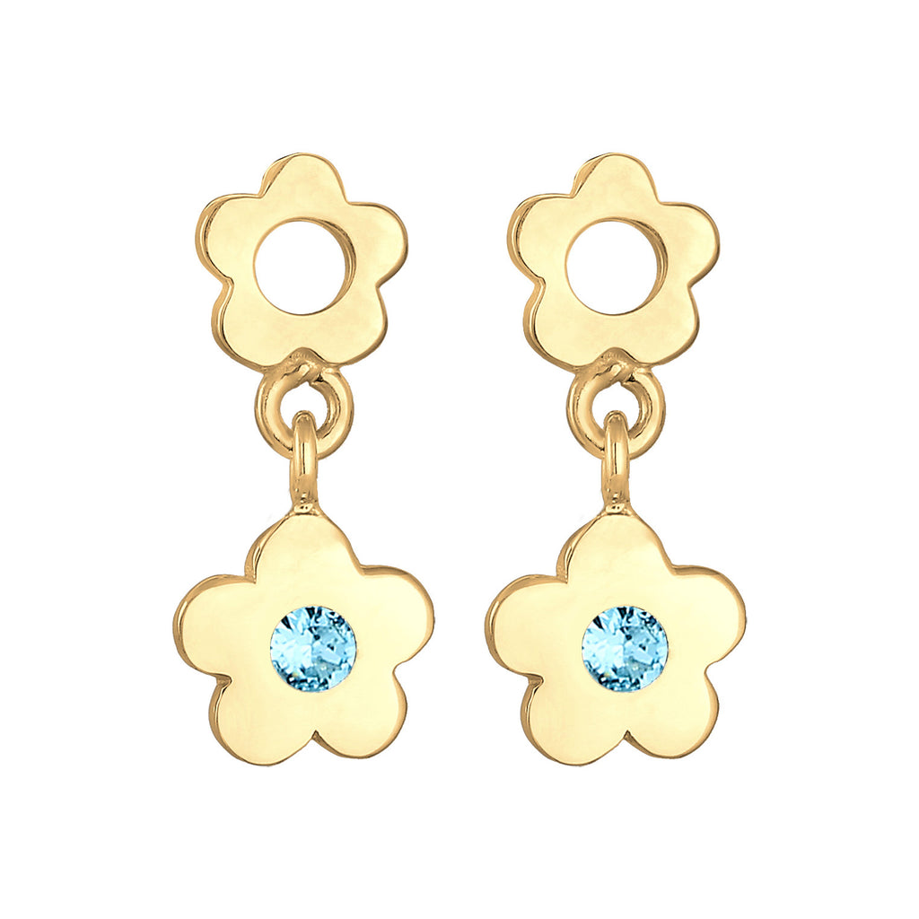 Gold - Elli | Ohrhänger Blume | Mit Kristallen von Swarovski® ( Rosa ) | 925er Sterling Silber vergoldet
