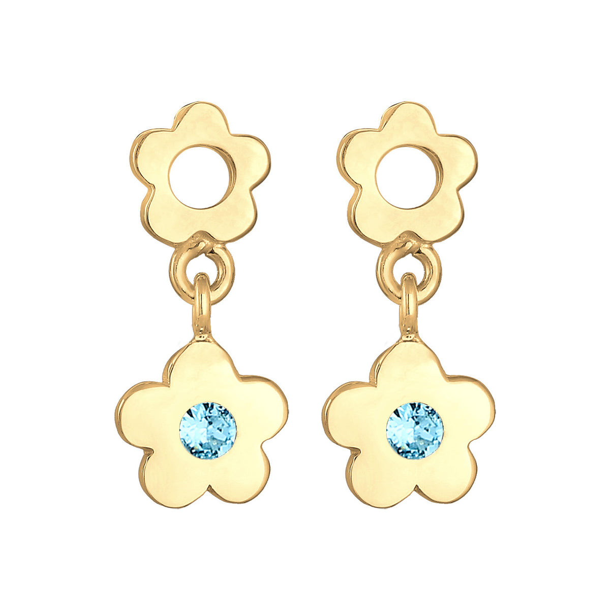 Gold - Elli | Ohrhänger Blume | Mit Kristallen von Swarovski® ( Rosa ) | 925er Sterling Silber vergoldet