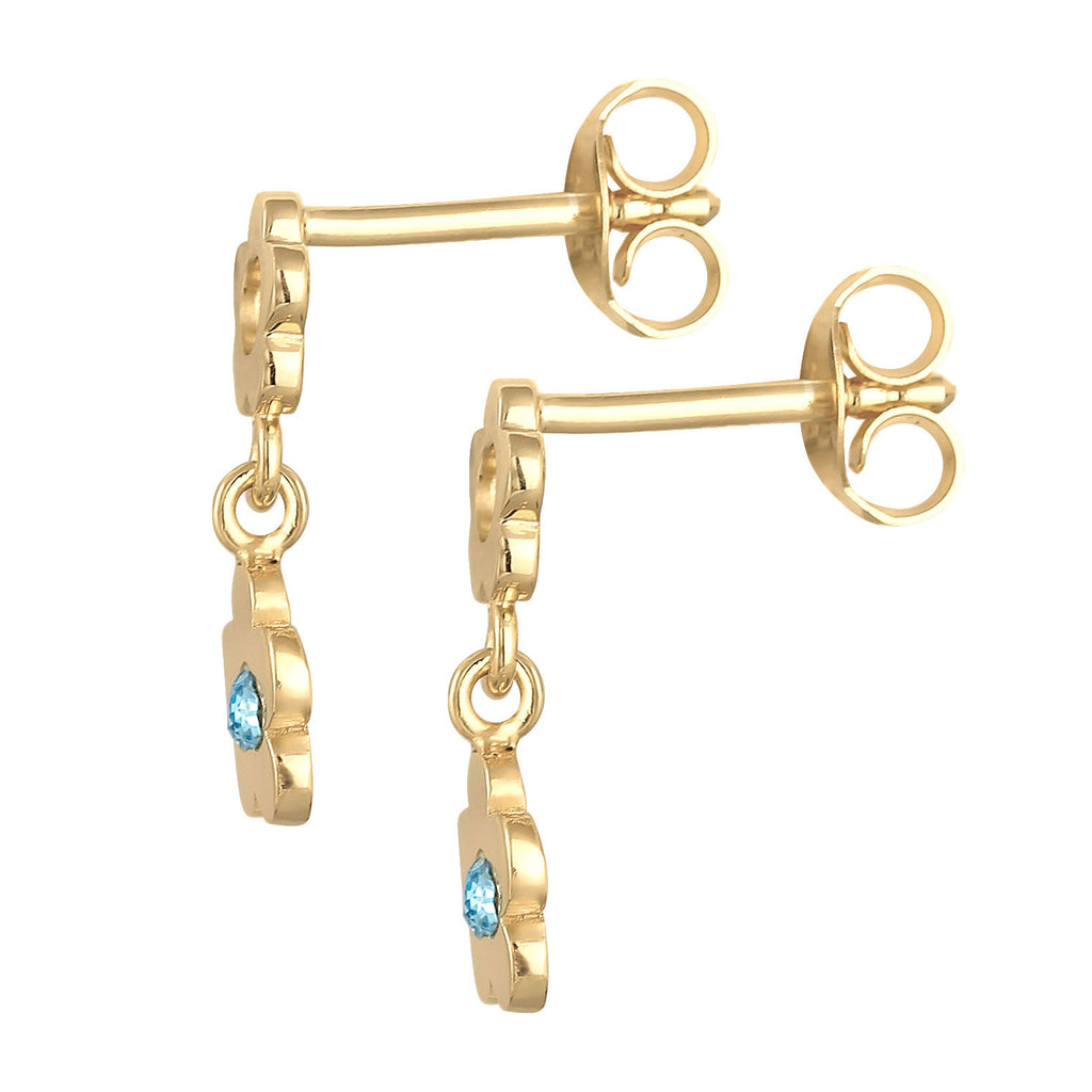 Gold - Elli | Ohrhänger Blume | Mit Kristallen von Swarovski® ( Rosa ) | 925er Sterling Silber vergoldet