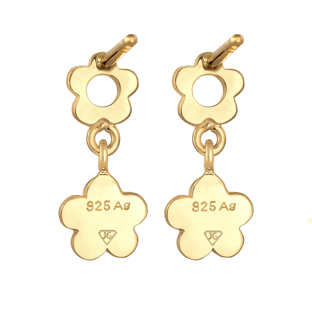 Gold - Elli | Ohrhänger Blume | Mit Kristallen von Swarovski® ( Rosa ) | 925er Sterling Silber vergoldet