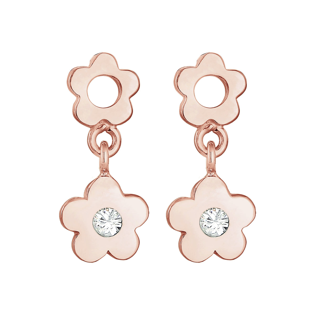 Roségold - Elli | Ohrhänger Blume | Mit Kristallen von Swarovski® (Rosa) | 925er Sterling Silber