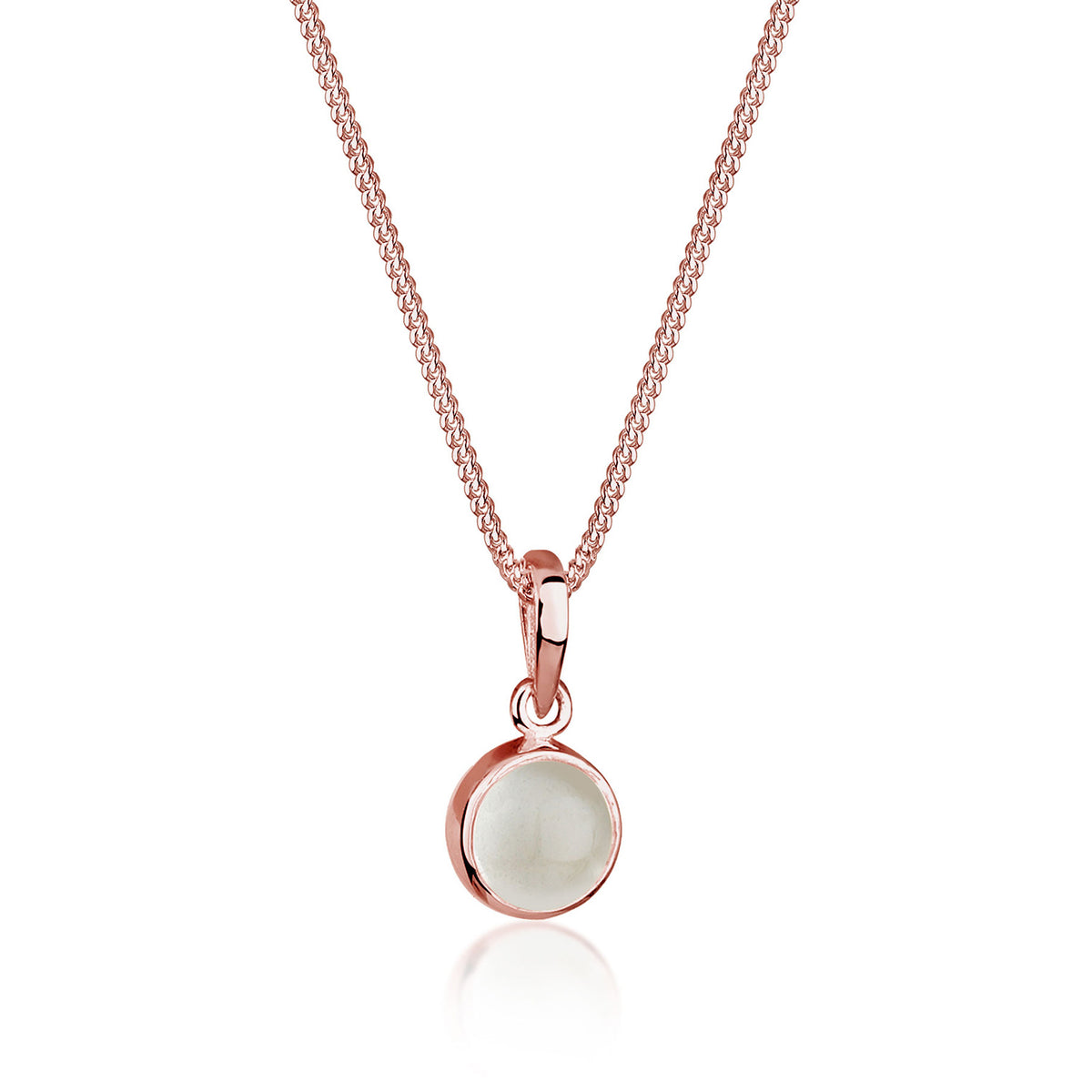 Roségold - Elli | Halskette | Mondstein (Weiß) | 925 Sterling Silber Rosévergoldet