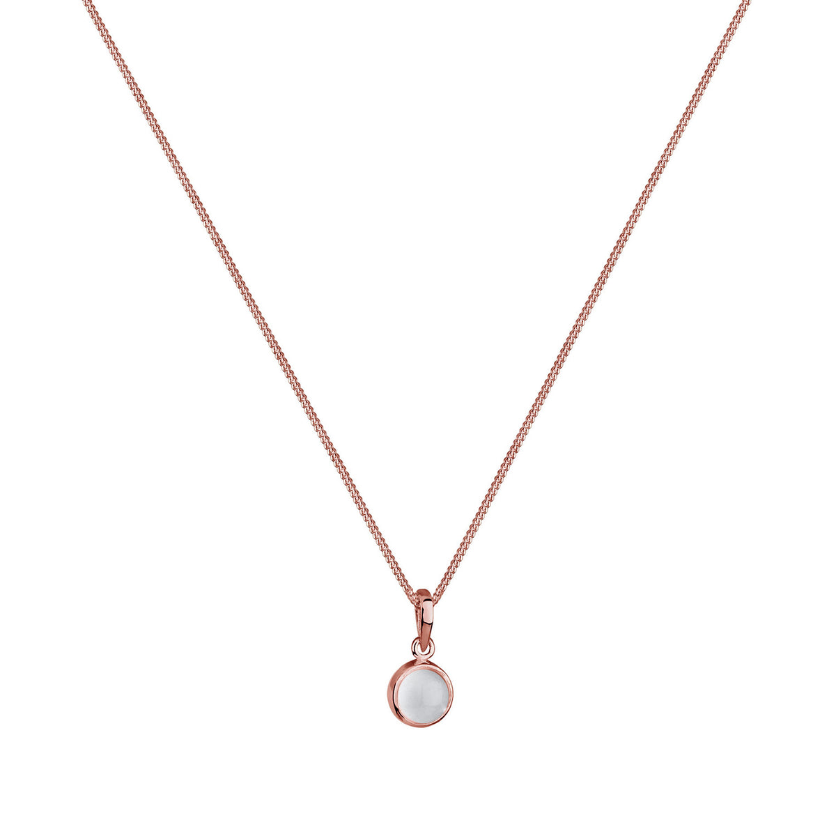 Roségold - Elli | Halskette | Mondstein (Weiß) | 925 Sterling Silber Rosévergoldet