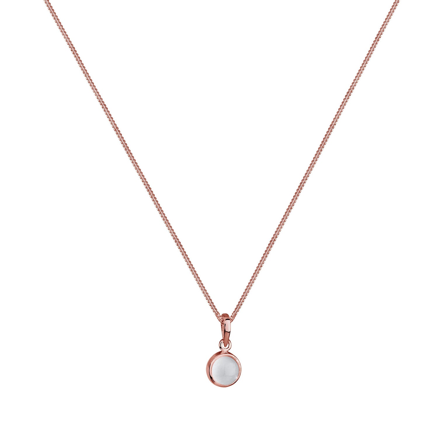 Roségold - Elli | Halskette | Mondstein (Weiß) | 925 Sterling Silber Rosévergoldet
