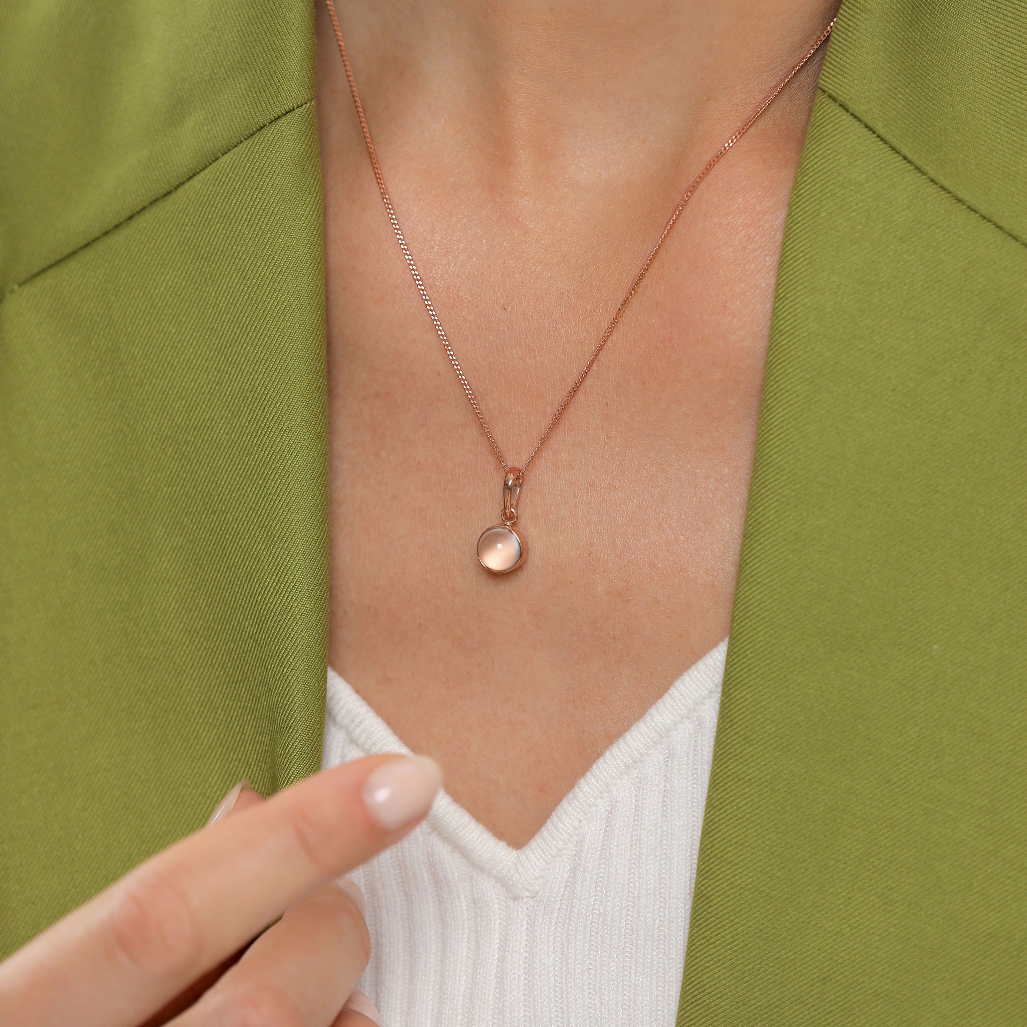 Roségold - Elli | Halskette | Mondstein (Weiß) | 925 Sterling Silber Rosévergoldet