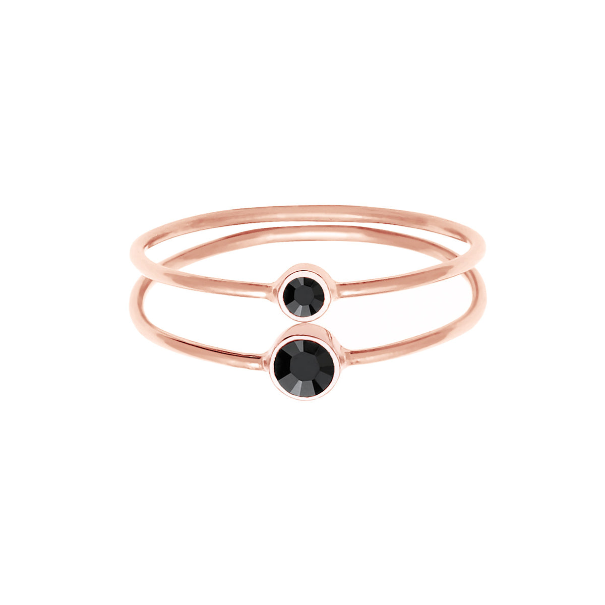 Roségold - Elli | Solitär-Ring | Kristall (Schwarz) | 925 Sterling Silber Rosévergoldet