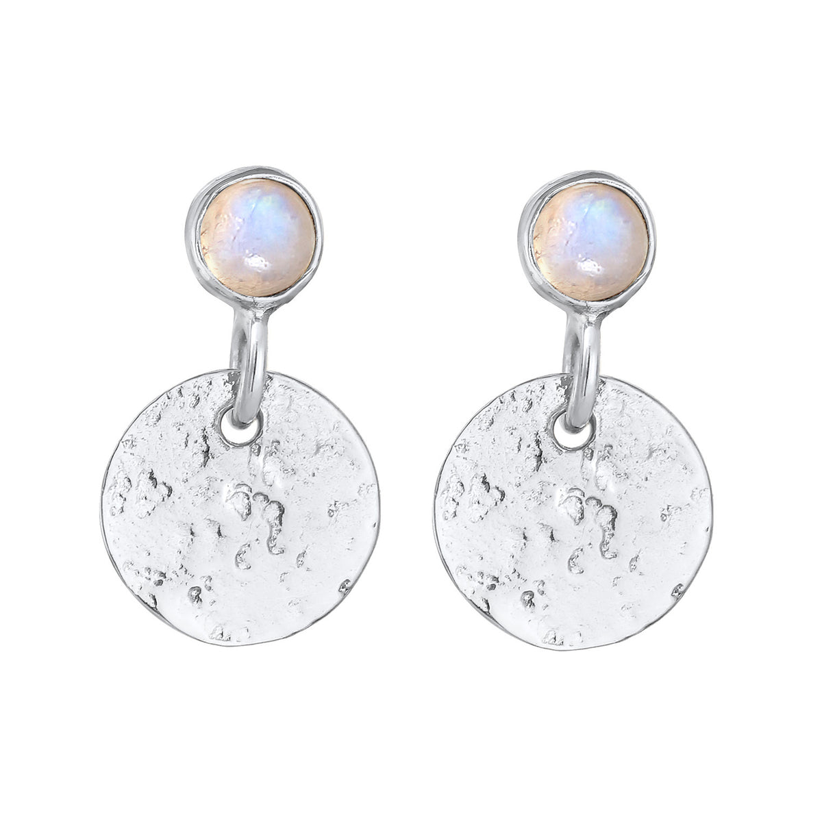 Silber - Elli PREMIUM | Ohrringe Plättchen | Mondstein (Weiß) | 925er Sterling Silber