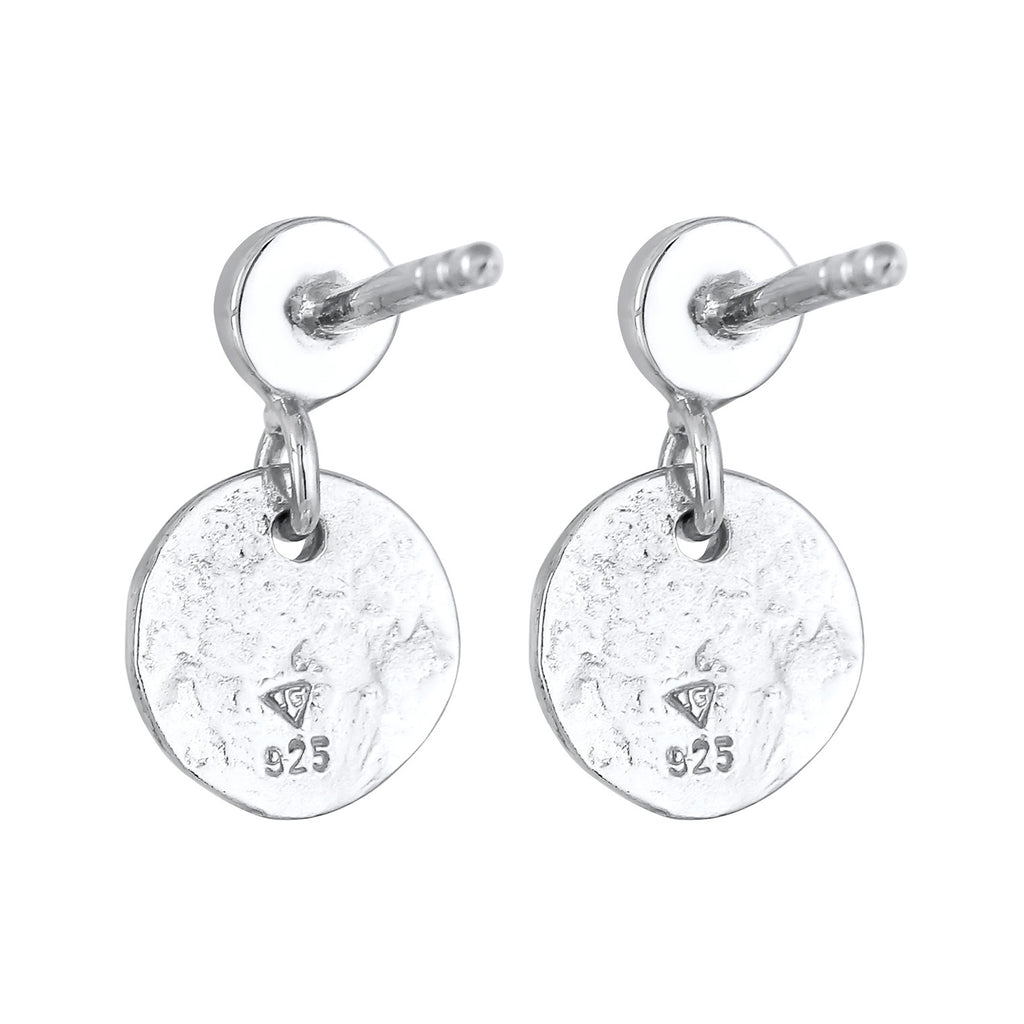 Silber - Elli PREMIUM | Ohrringe Plättchen | Mondstein (Weiß) | 925er Sterling Silber