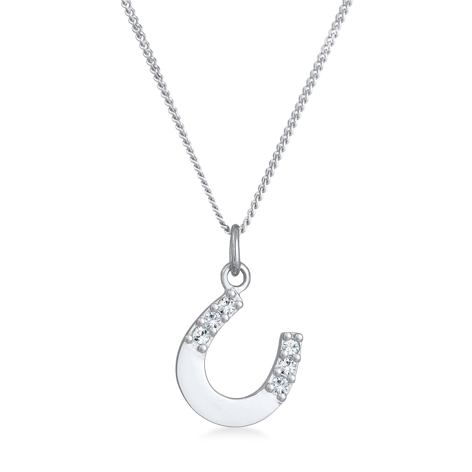 Silber - Elli | Halskette Hufeisen | Kristall (Weiß) | 925er Sterling Silber