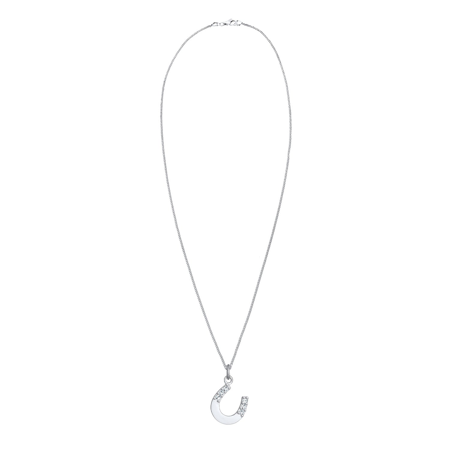 Silber - Elli | Halskette Hufeisen | Kristall (Weiß) | 925er Sterling Silber