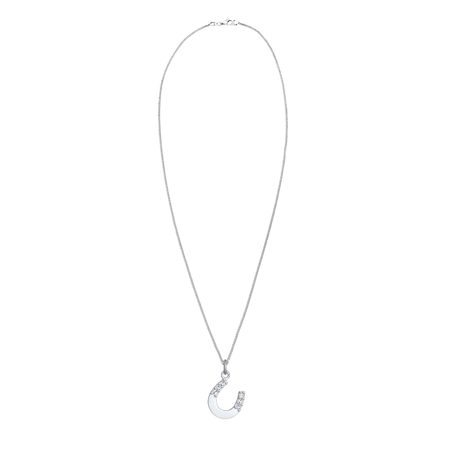 Silber - Elli | Halskette Hufeisen | Mit Kristallen von Swarovski® (Weiß) | 925er Sterling Silber