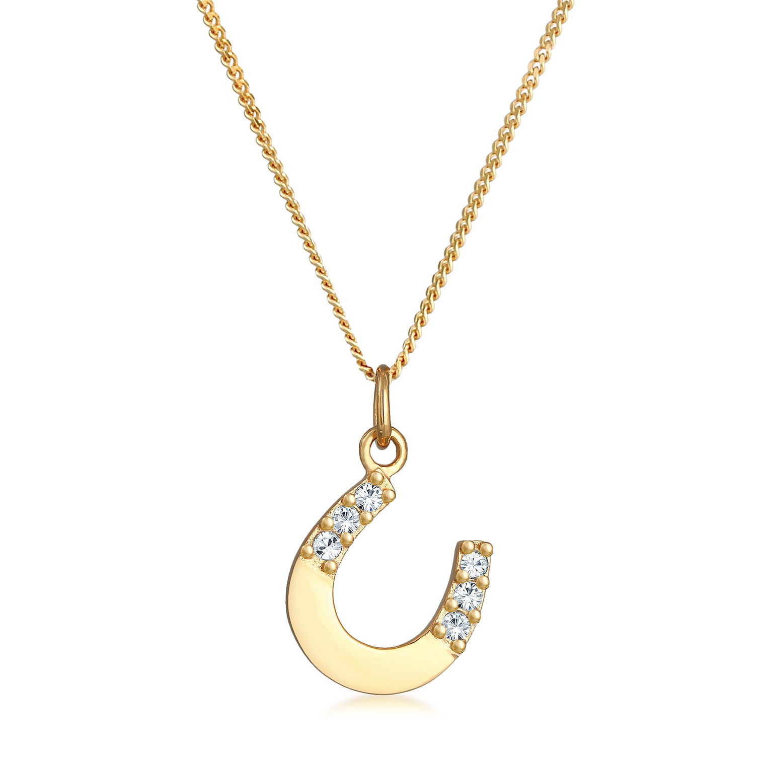Gold - Elli | Halskette Hufeisen | Mit Kristallen von Swarovski® (Weiß) | 925er Sterling Silber