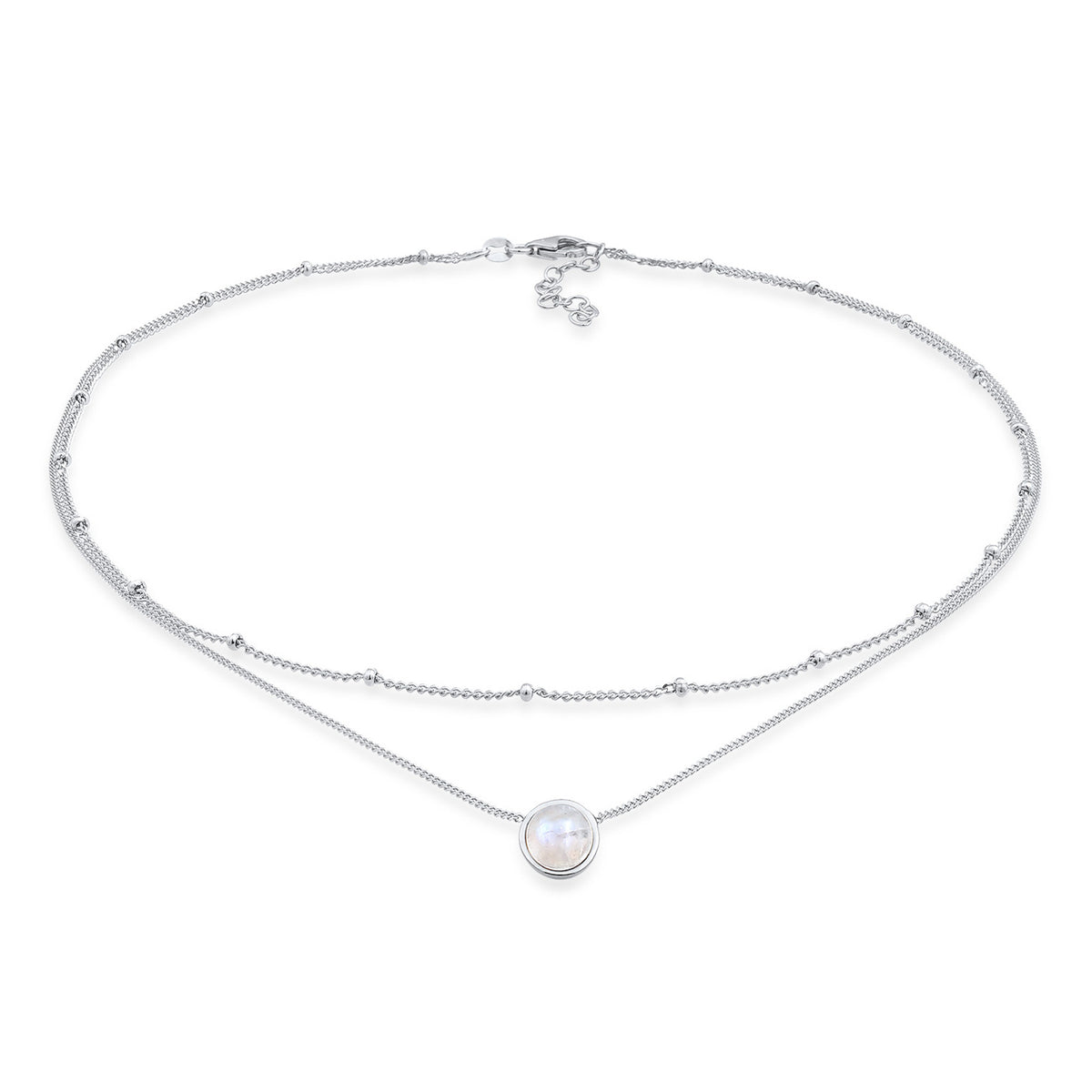 Silber - Elli | Choker Layer | Mondstein (Weiß) | 925er Sterling Silber