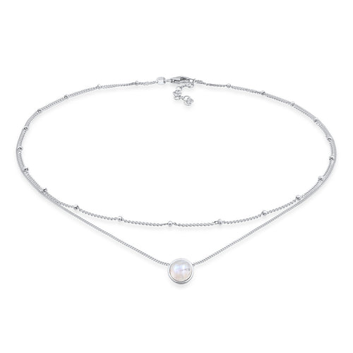 Silber - Elli | Choker Layer | Mondstein (Weiß) | 925er Sterling Silber