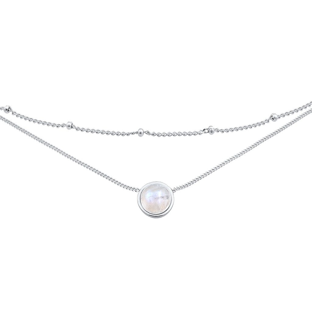 Silber - Elli | Choker Layer | Mondstein (Weiß) | 925er Sterling Silber