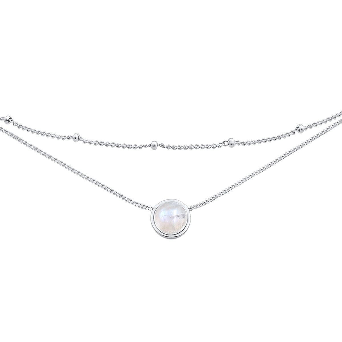 Silber - Elli | Choker Layer | Mondstein (Weiß) | 925er Sterling Silber