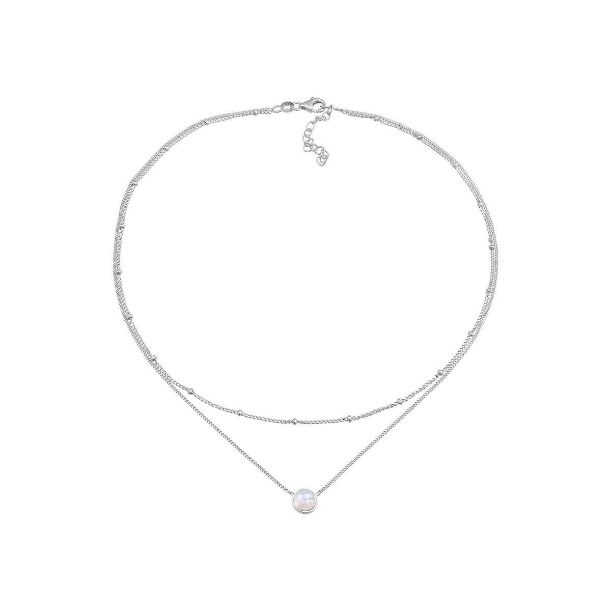 Silber - Elli | Choker Layer | Mondstein (Weiß) | 925er Sterling Silber