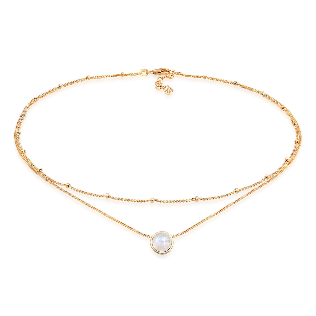 Gold - Elli | Choker Layer | Mondstein (Weiß) | 925er Sterling Silber