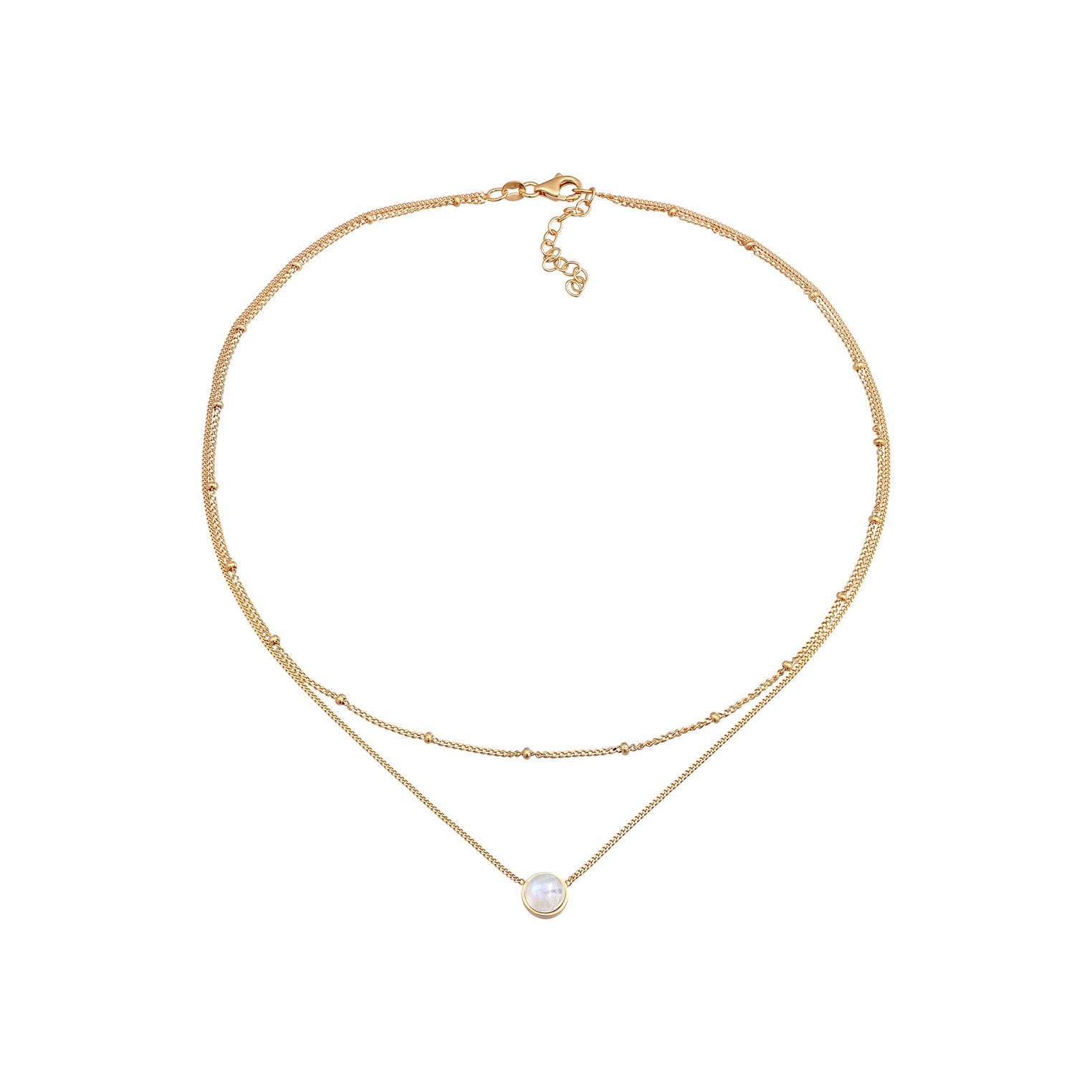 Gold - Elli | Choker Layer | Mondstein (Weiß) | 925er Sterling Silber