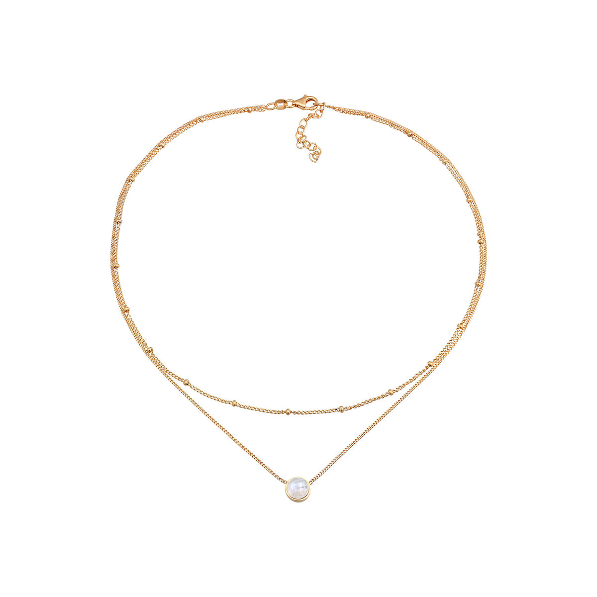 Gold - Elli | Choker Layer | Mondstein (Weiß) | 925er Sterling Silber