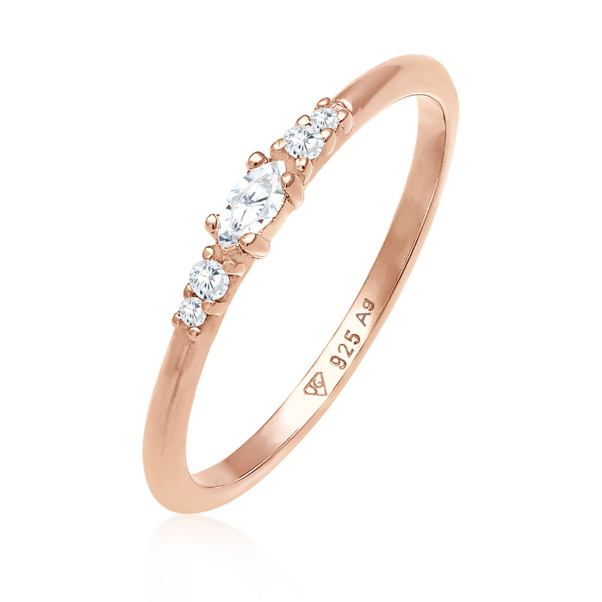 Roségold - Elli | Ring | Zirkonia (Weiß) | 925er Sterling Silber Rosévergoldet