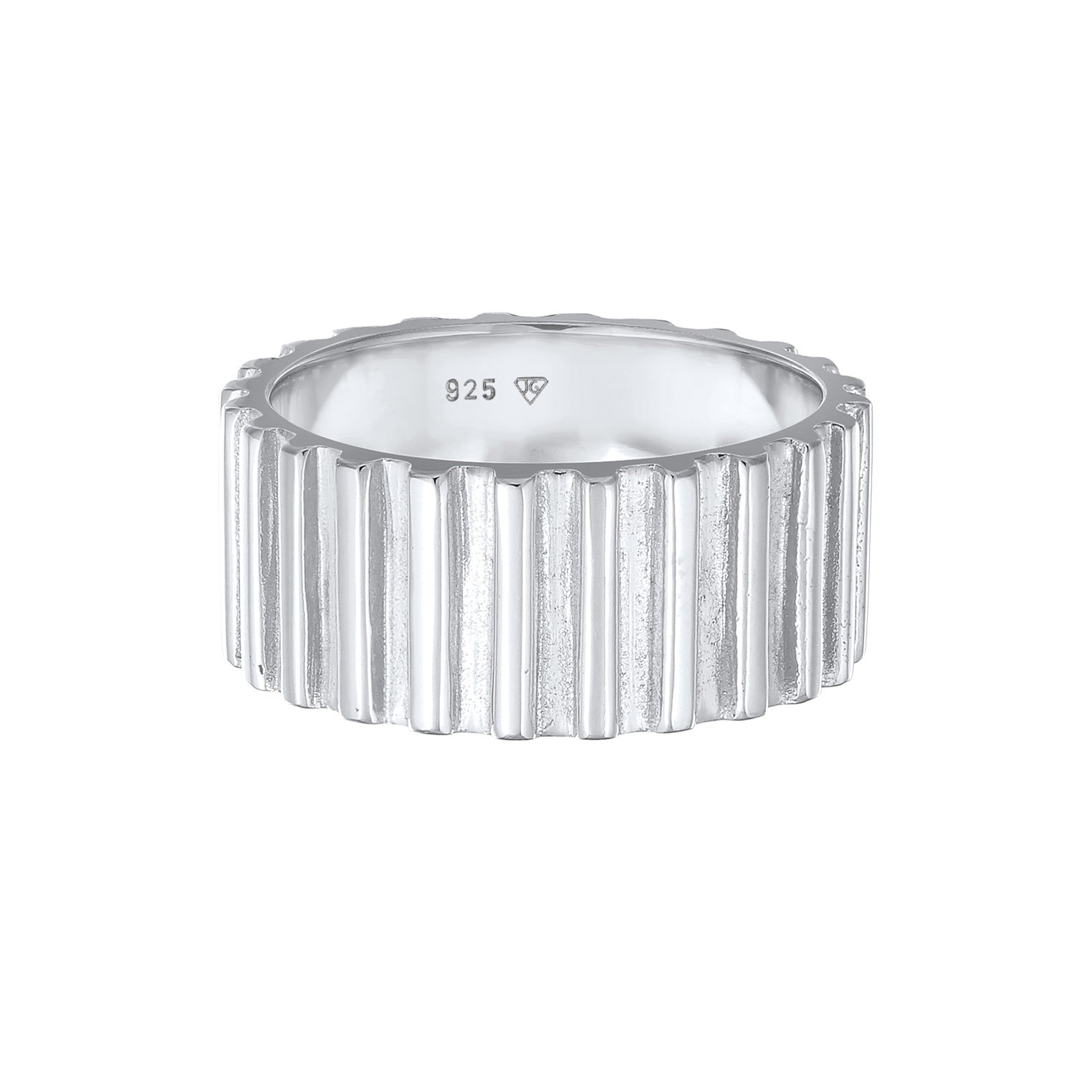 Silber - Elli PREMIUM | Bandring Relief Rillen Breit 925 Silber rhodiniert