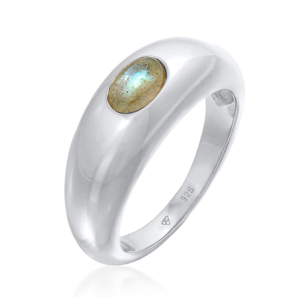 Silber - Elli PREMIUM | Ring | Labradorit ( Grau ) | 925er Sterling Silber