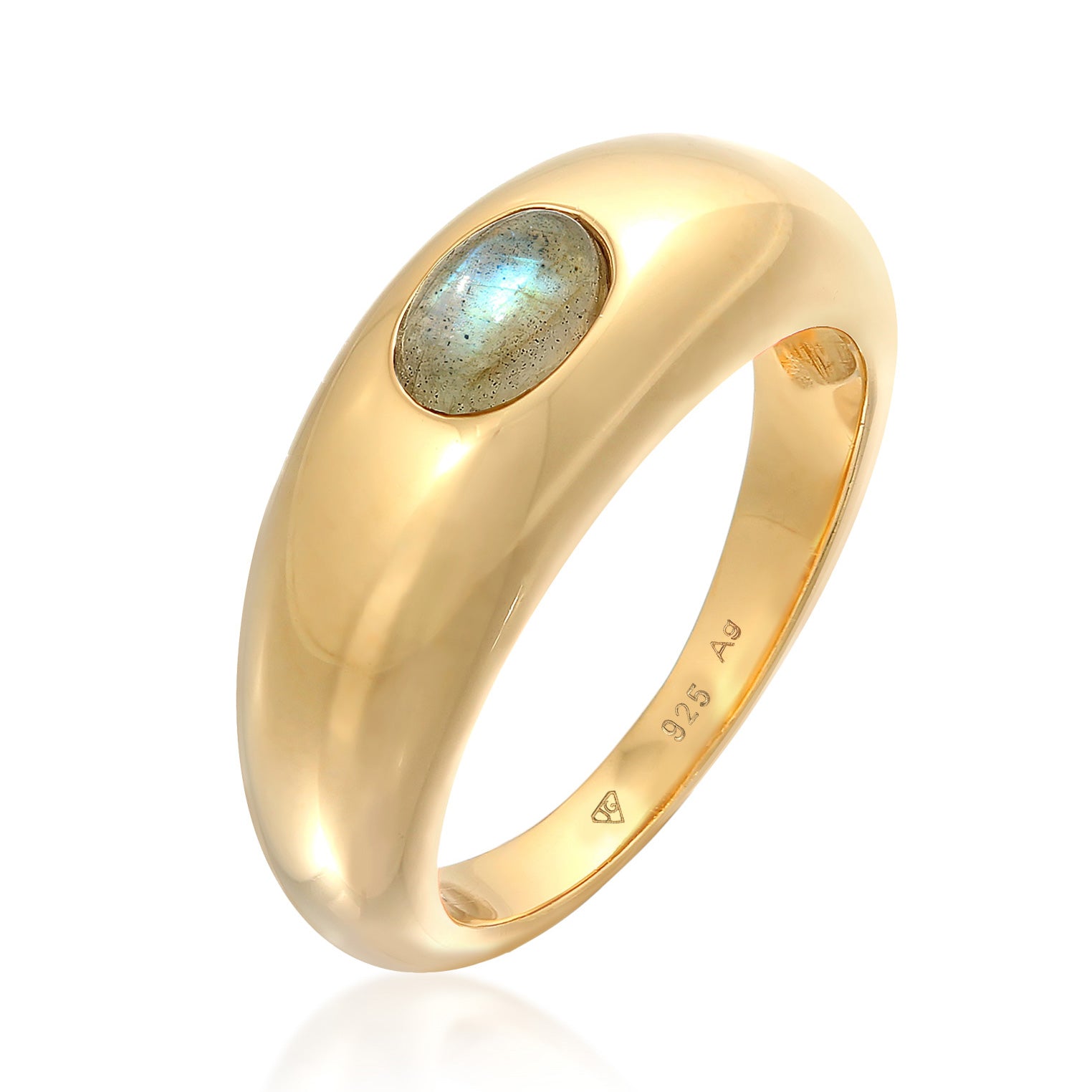 Gold - Elli PREMIUM | Ring | Labradorit ( Grau ) | 925er Sterling Silber