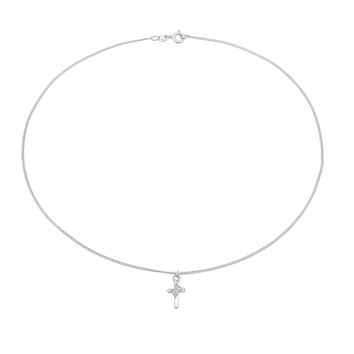 Silber - Elli | Choker Kreuz | Mit Kristallen von Swarovski® (Weiß) | 925er Sterling Silber